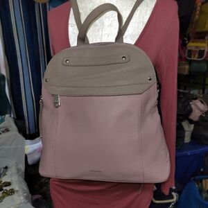 Perlina Two Tone Genuine Leather  Backpack/Shoulder EUC